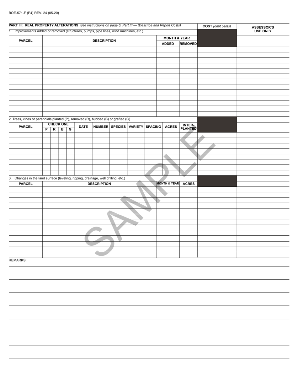 Form BOE-571-F Agricultural Property Statement - California, Page 4