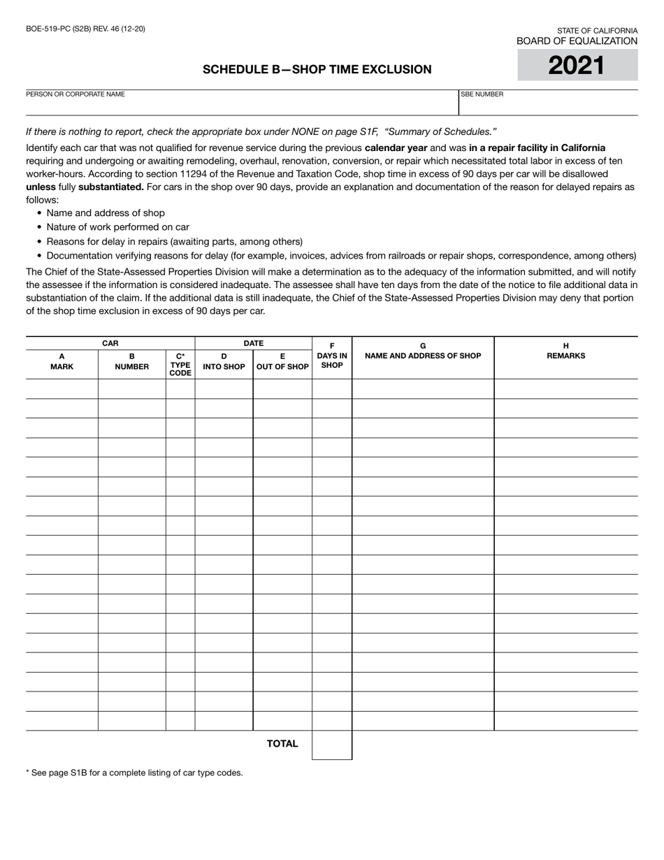 Form BOE-519-PC Annual Report of Private Railroad Cars - California, Page 4