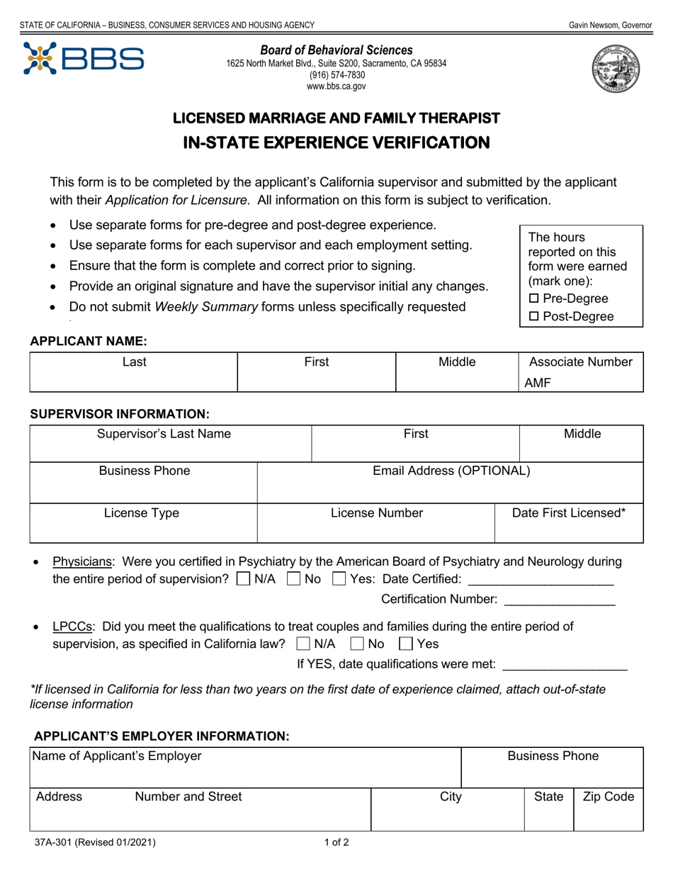 Form 37A301 Download Fillable PDF or Fill Online Licensed Marriage and