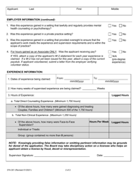 Form 37A-301 Licensed Marriage and Family Therapist in-State Experience Verification - California, Page 2
