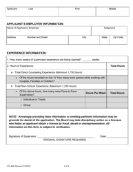 Form 37A-668 Licensed Professional Clinical Counselor Experience Verification for Out-of-State Hours - California, Page 2
