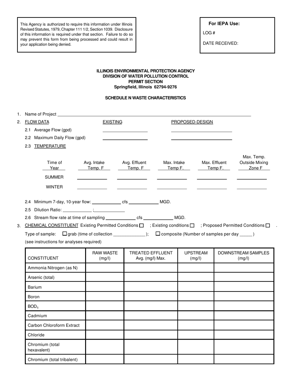 Schedule N Waste Characteristics - Illinois, Page 3