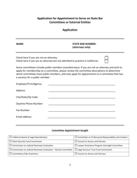 Application for Appointment to Serve on State Bar Committees or External Entities - California, Page 3