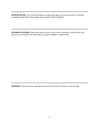 Application for Appointment to Serve on State Bar Committees or External Entities - California, Page 6