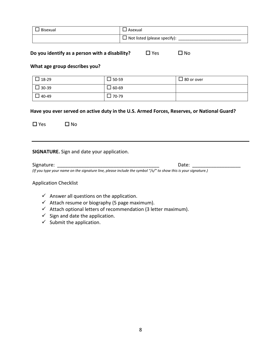 Application for Appointment to Serve on State Bar Committees or External Entities - California, Page 8