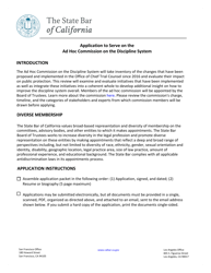 Application to Serve on the Ad Hoc Commission on the Discipline System - California
