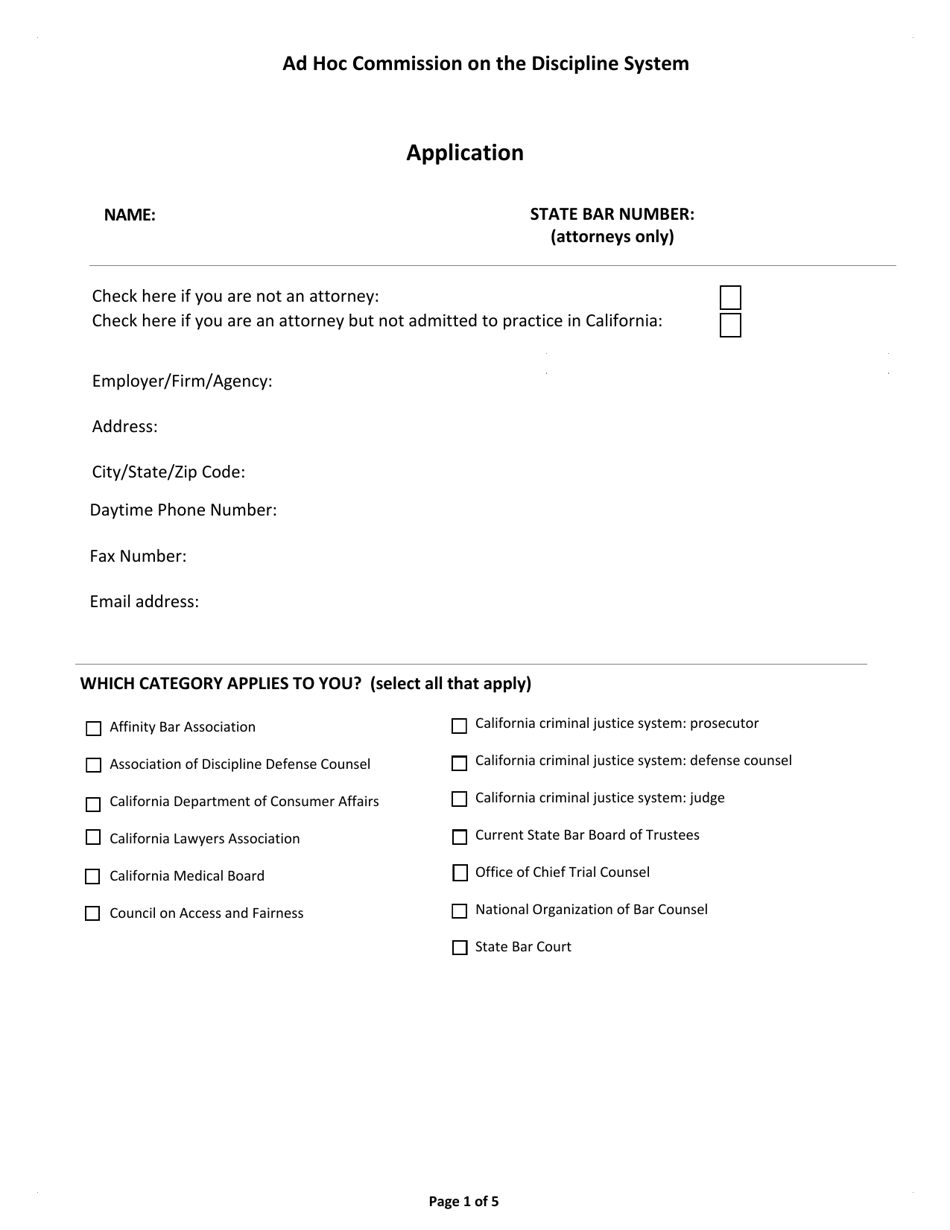 Application to Serve on the Ad Hoc Commission on the Discipline System - California, Page 3