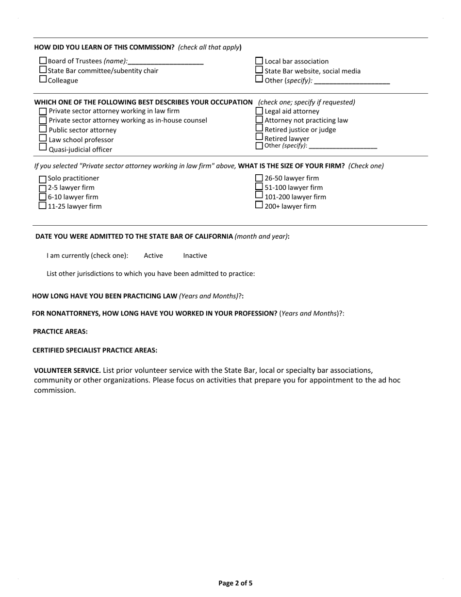 Application to Serve on the Ad Hoc Commission on the Discipline System - California, Page 4