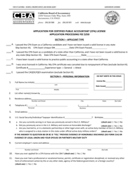 Application for Certified Public Accountant (CPA) License - California