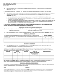 Application for Certified Public Accountant (CPA) License - California, Page 2