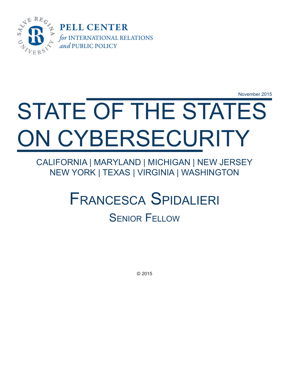 State of the States on Cybersecurity - Francesca Spidalieri, Pell Center, Page 1