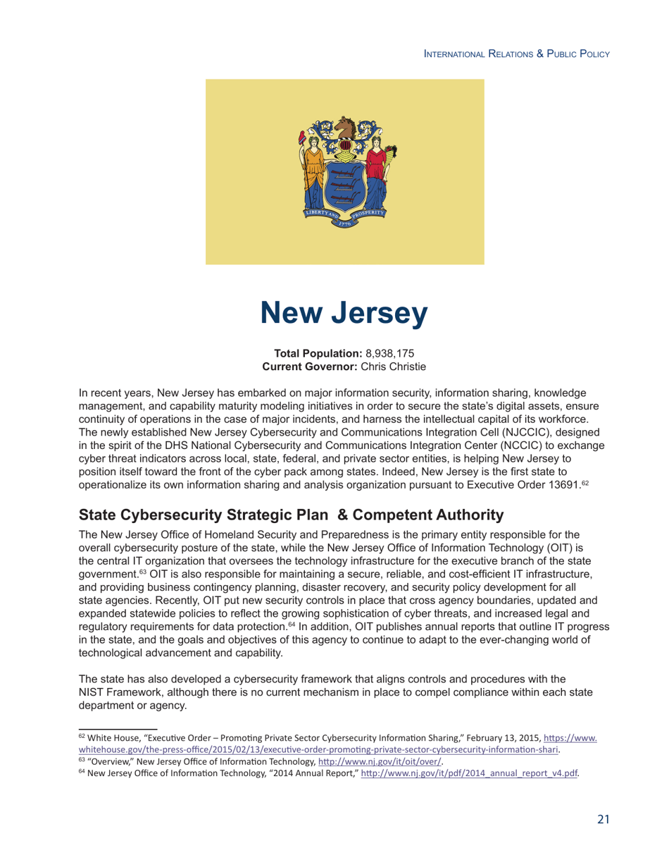State of the States on Cybersecurity - Francesca Spidalieri, Pell Center, Page 21