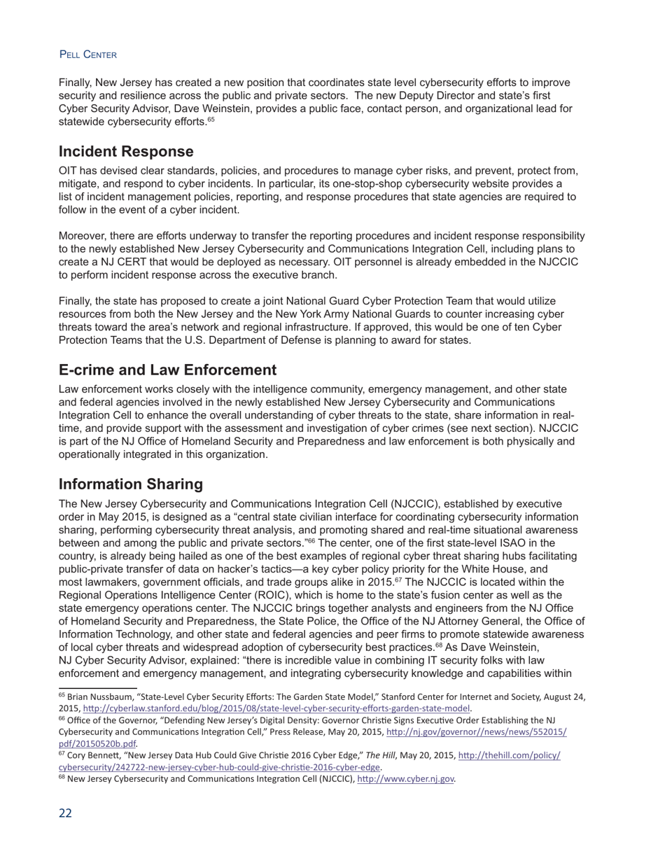 State of the States on Cybersecurity - Francesca Spidalieri, Pell Center, Page 22
