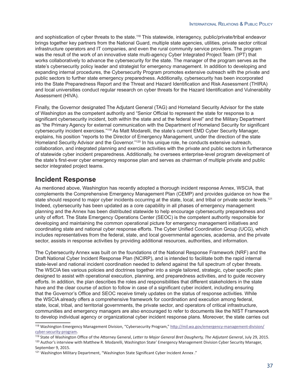 State of the States on Cybersecurity - Francesca Spidalieri, Pell Center, Page 37