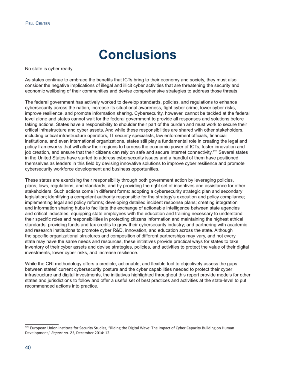 State of the States on Cybersecurity - Francesca Spidalieri, Pell Center, Page 40