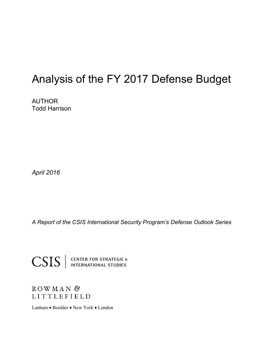 Analysis of the FY 2017 Defense Budget - Todd Harrison, Csis, Page 3