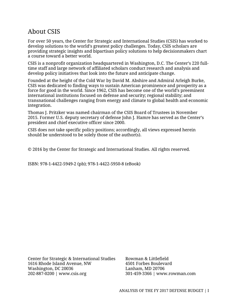 Analysis of the FY 2017 Defense Budget - Todd Harrison, Csis, Page 5