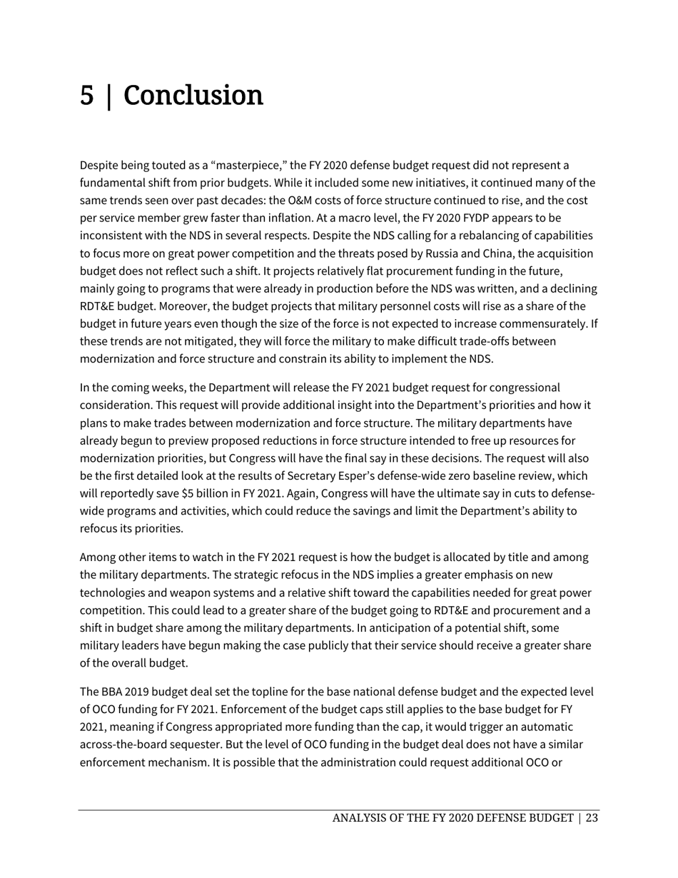 Analysis of the FY 2020 Defense Budget - Todd Harrison, Csis, Page 29