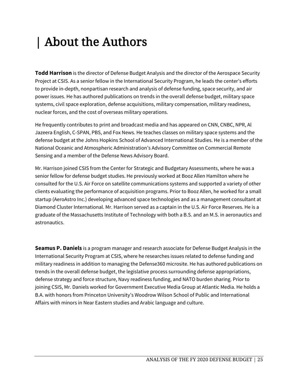 Analysis of the FY 2020 Defense Budget - Todd Harrison, Csis, Page 31