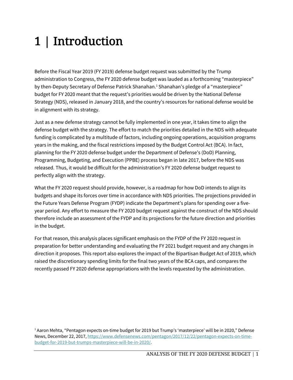 Analysis of the FY 2020 Defense Budget - Todd Harrison, Csis, Page 7