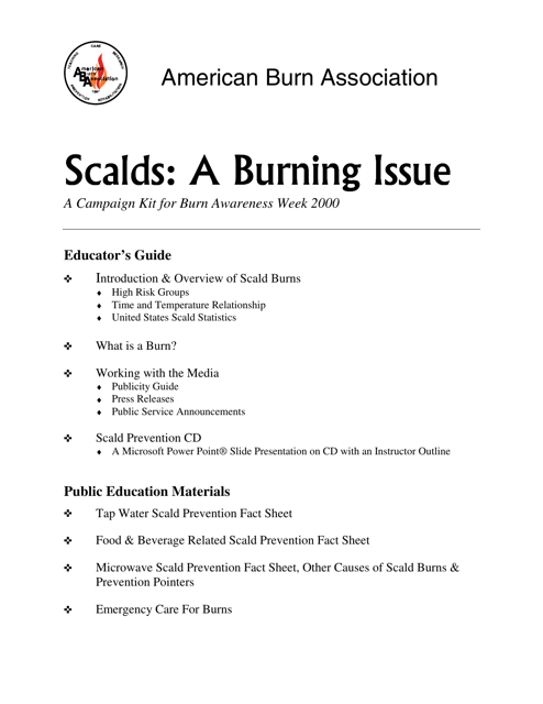 Scalds: a Burning Issue - American Burn Association