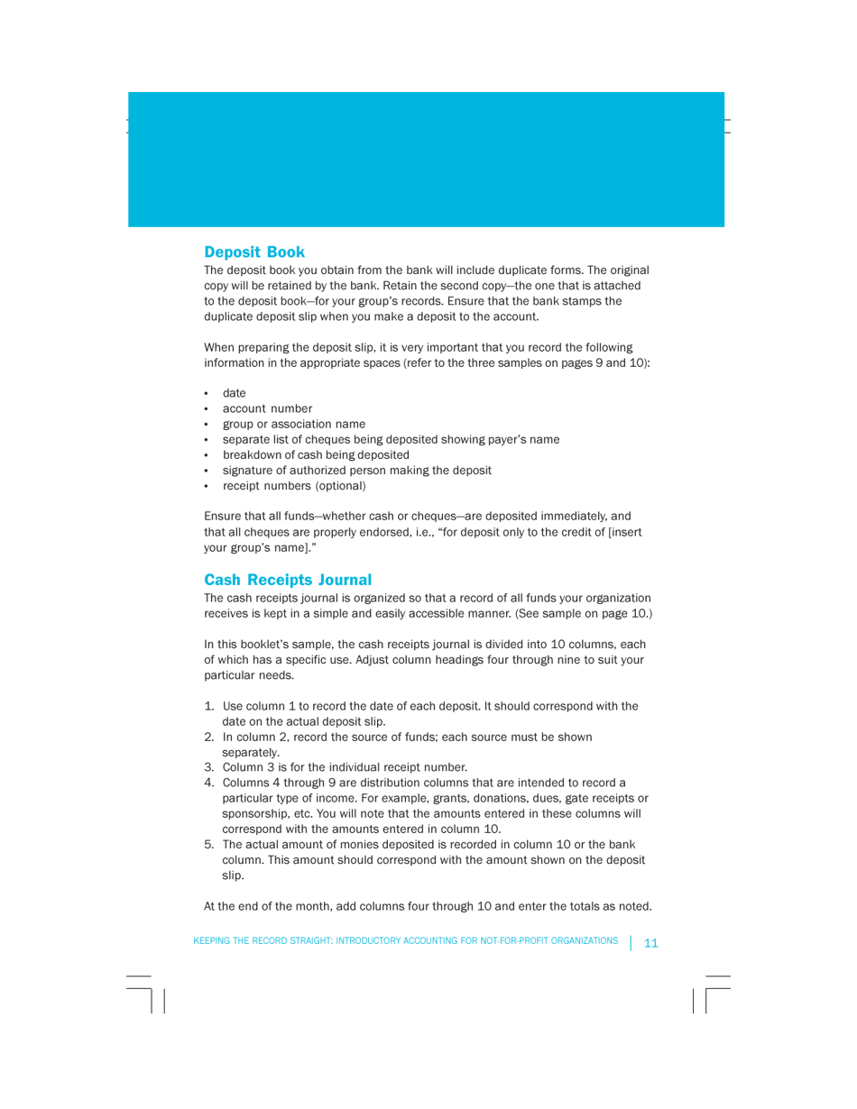 Keeping the Record Straight: Introductory Accounting for Not-For-Profit Organizations, Page 11