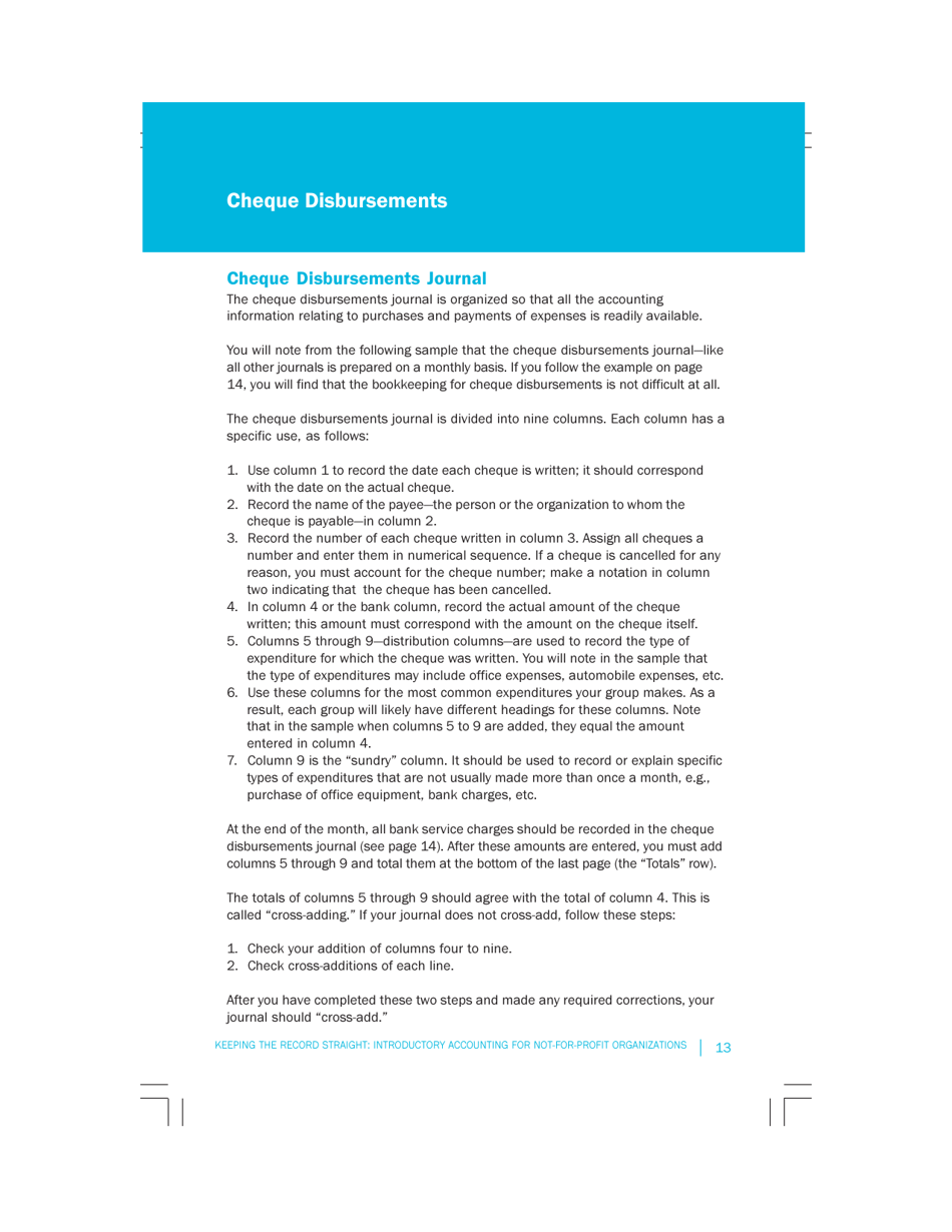 Keeping the Record Straight: Introductory Accounting for Not-For-Profit Organizations, Page 13