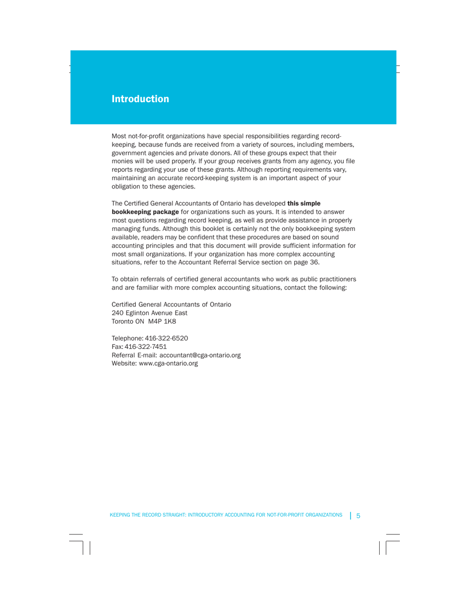 Keeping the Record Straight: Introductory Accounting for Not-For-Profit Organizations, Page 5