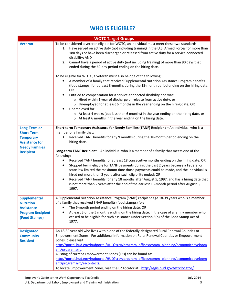 Employers Guide to the Work Opportunity Pportunity Tax Credit, Page 3