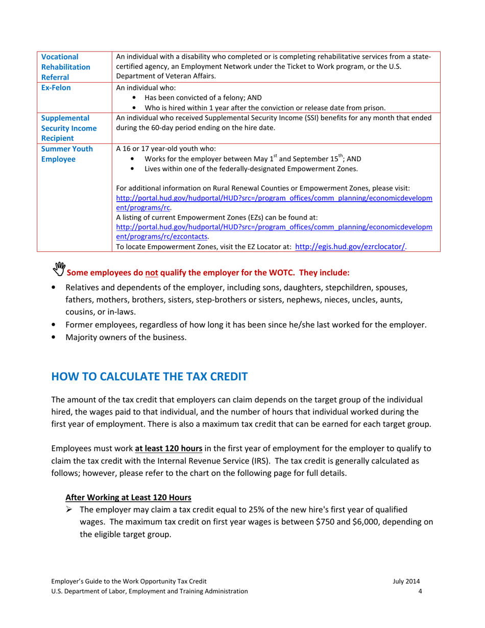 Employers Guide to the Work Opportunity Pportunity Tax Credit, Page 4