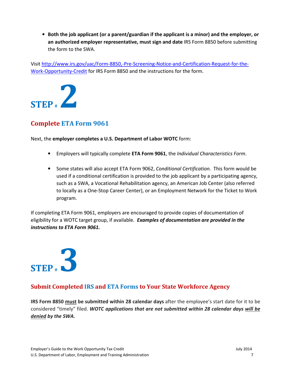 Employers Guide to the Work Opportunity Pportunity Tax Credit, Page 7