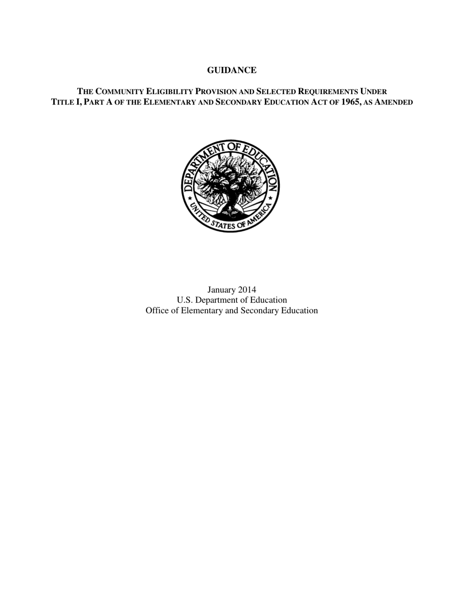 Community Eligibility Provision: Department of Education Title I Guidance, Page 2