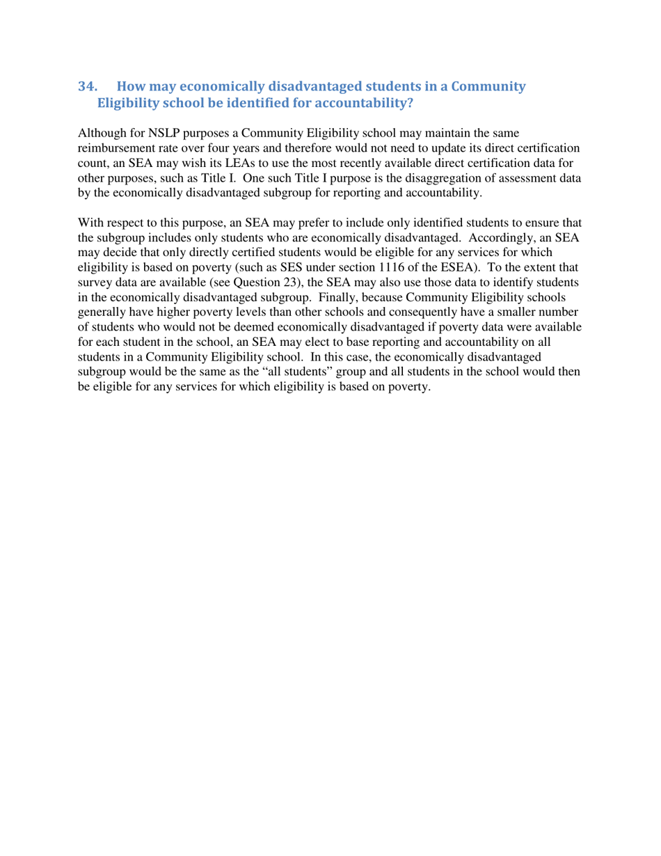Community Eligibility Provision: Department of Education Title I Guidance, Page 30