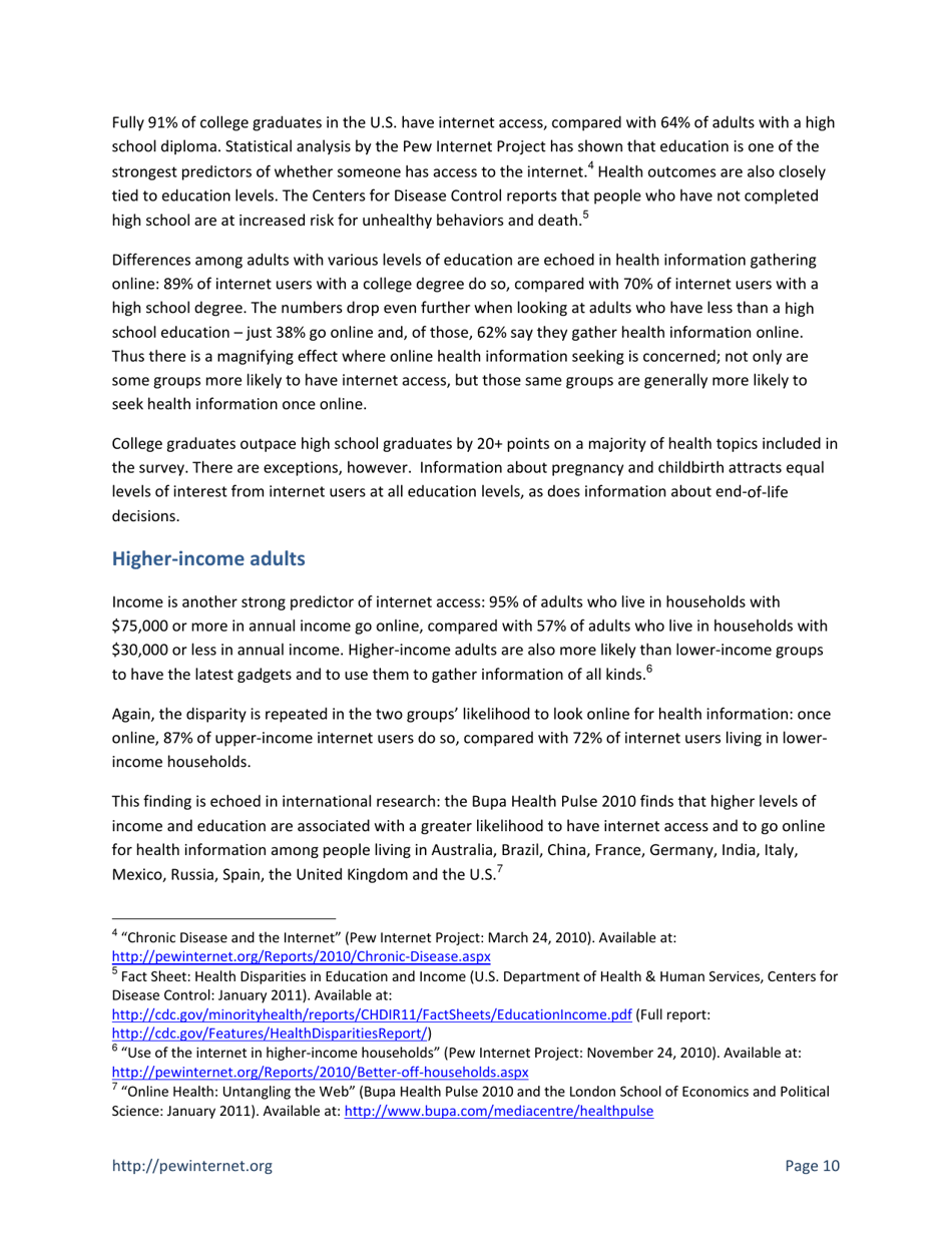Health Topics: 80% of Internet Users Look for Health Information Online - Susannah Fox, Pew Research Center, Page 10