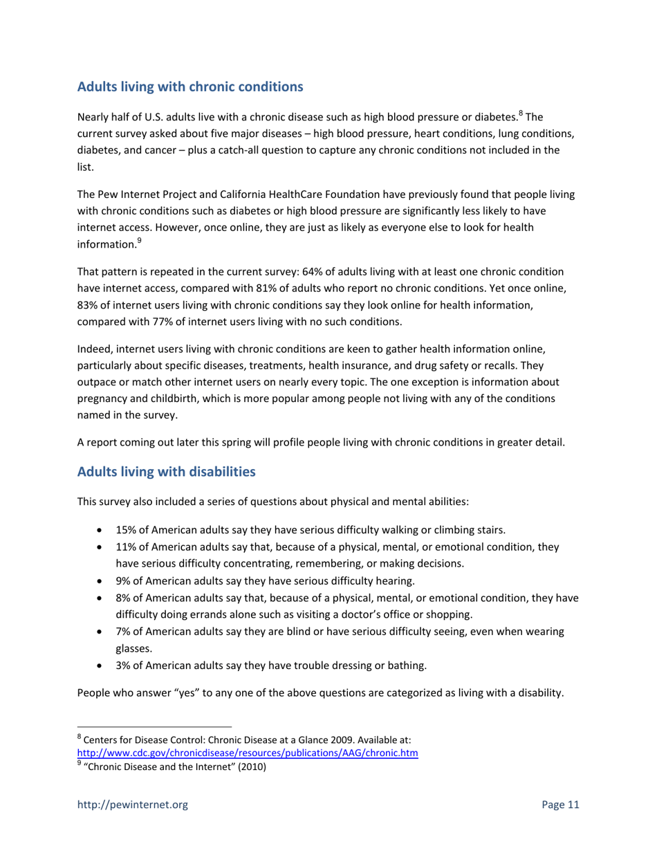 Health Topics: 80% of Internet Users Look for Health Information Online - Susannah Fox, Pew Research Center, Page 11