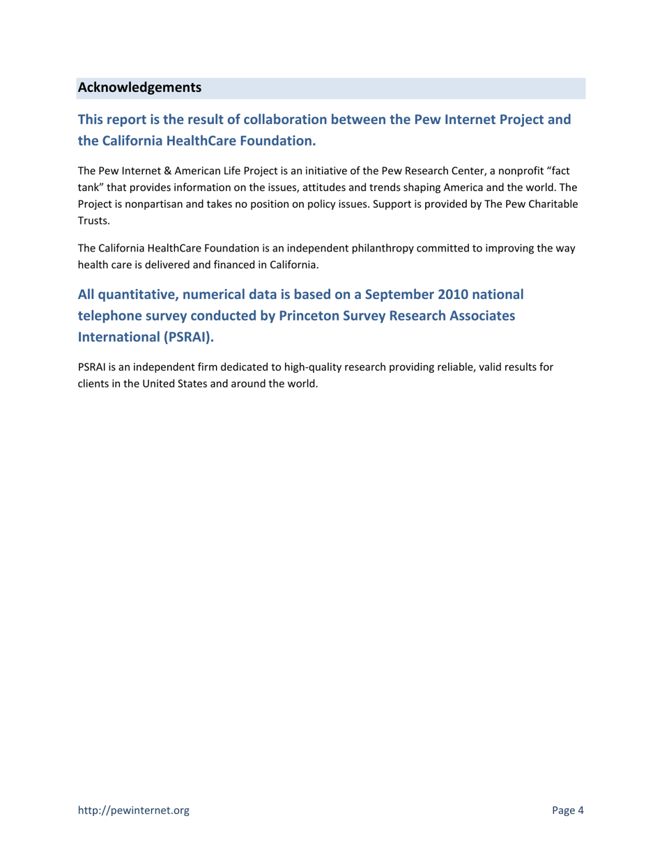 Health Topics: 80% of Internet Users Look for Health Information Online - Susannah Fox, Pew Research Center, Page 4