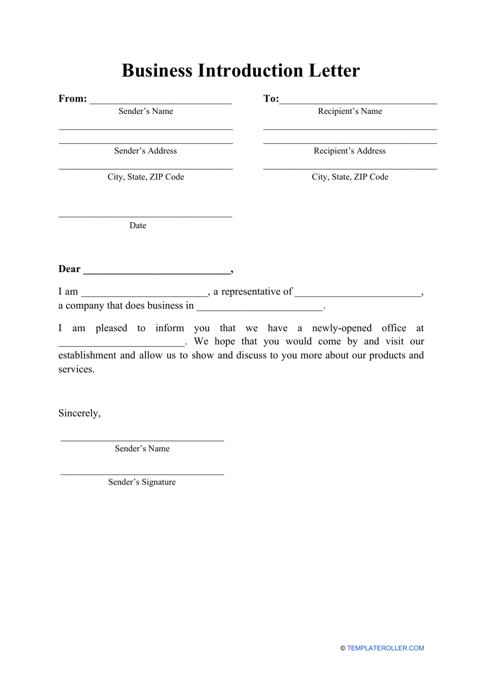 Business Introduction Letter Template, Page 1