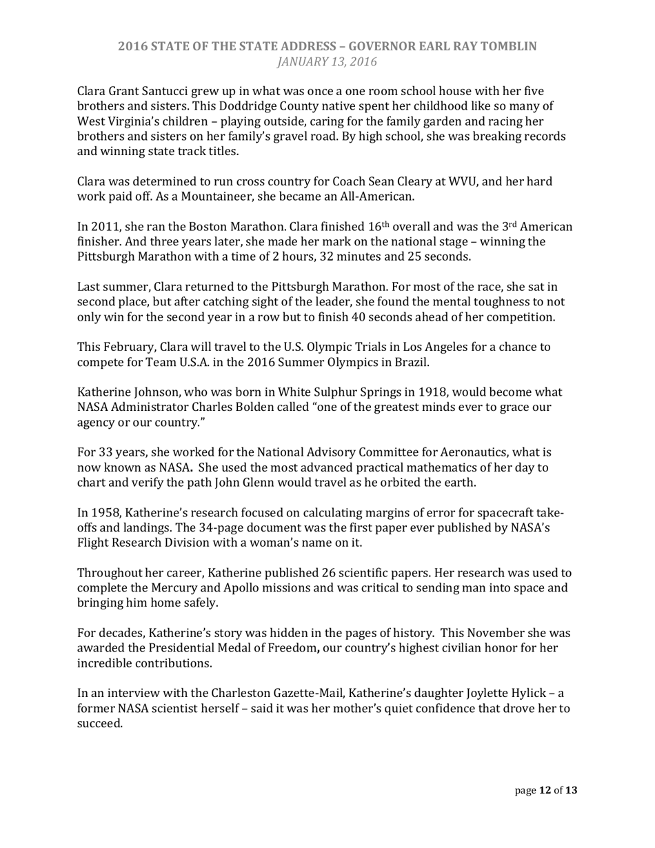 State of the State Address - Governor Earl Ray Tomblin - West Virginia, Page 12