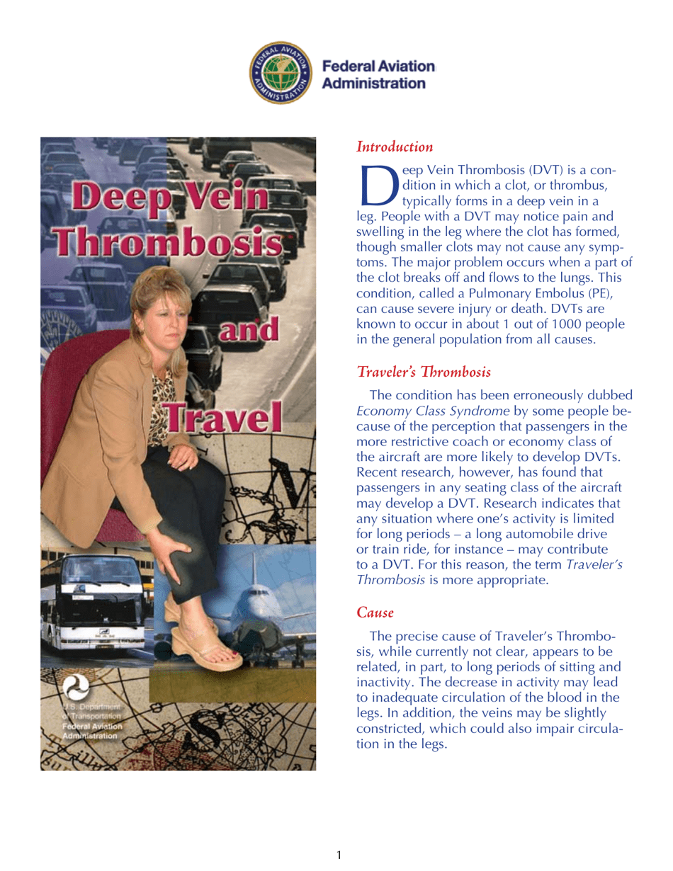 Deep Vein Thrombosis and Travel, Page 1
