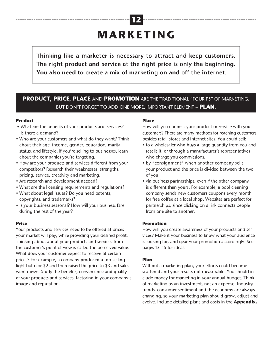 The Plan: a Step-By-Step Business Plan Workbook - Illinois, Page 12