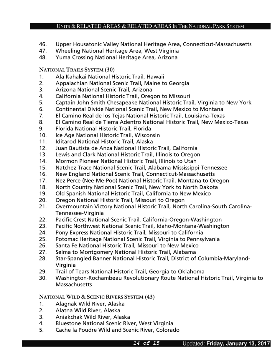 Units and Related Areas in the National Park System, Page 14