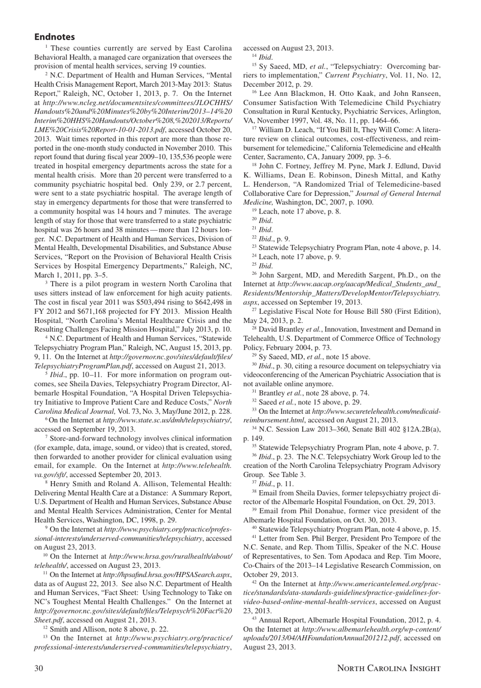 Telepsychiatry in North Carolina: Mental Health Care Comes to You, Page 30