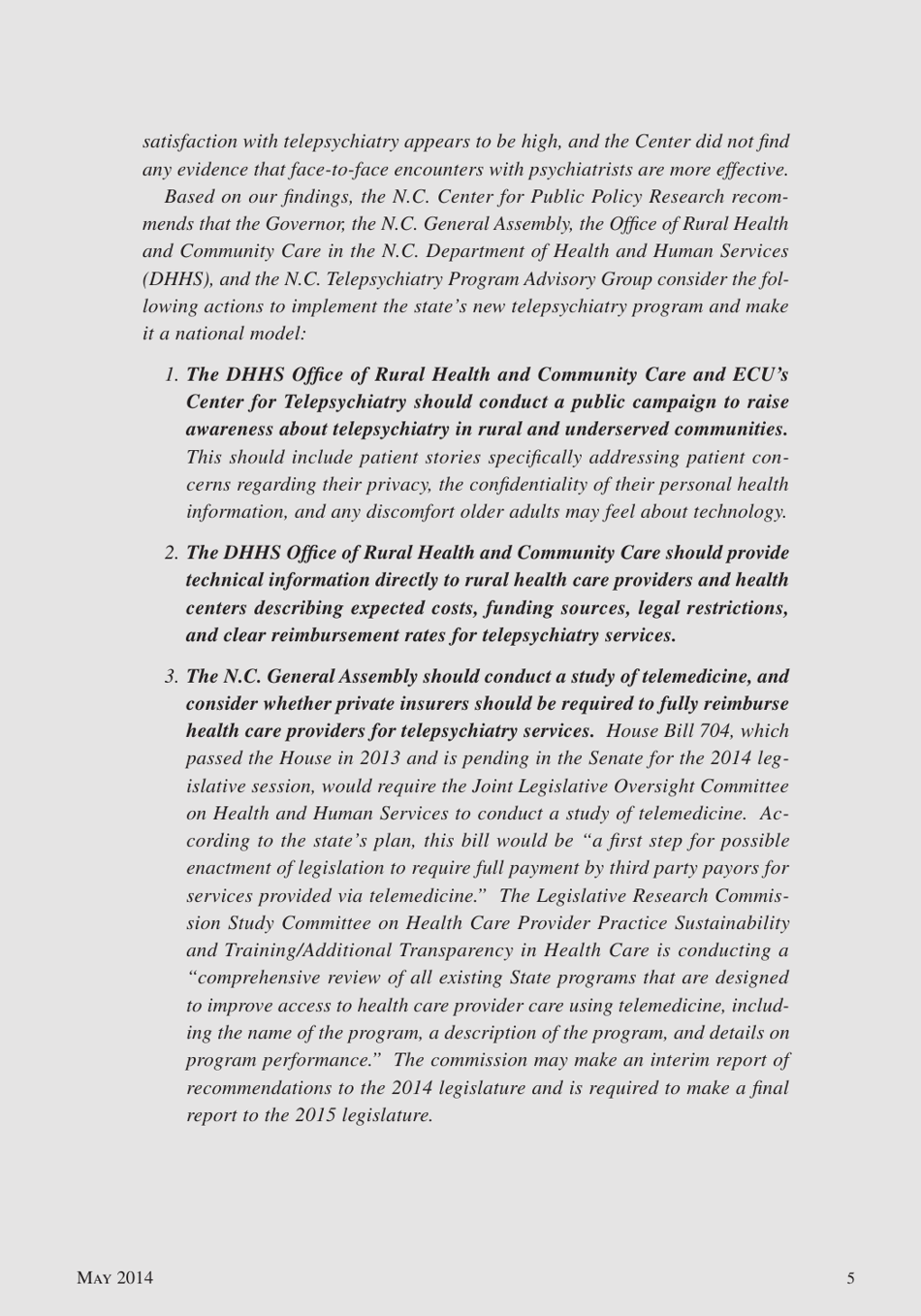 Telepsychiatry in North Carolina: Mental Health Care Comes to You, Page 5