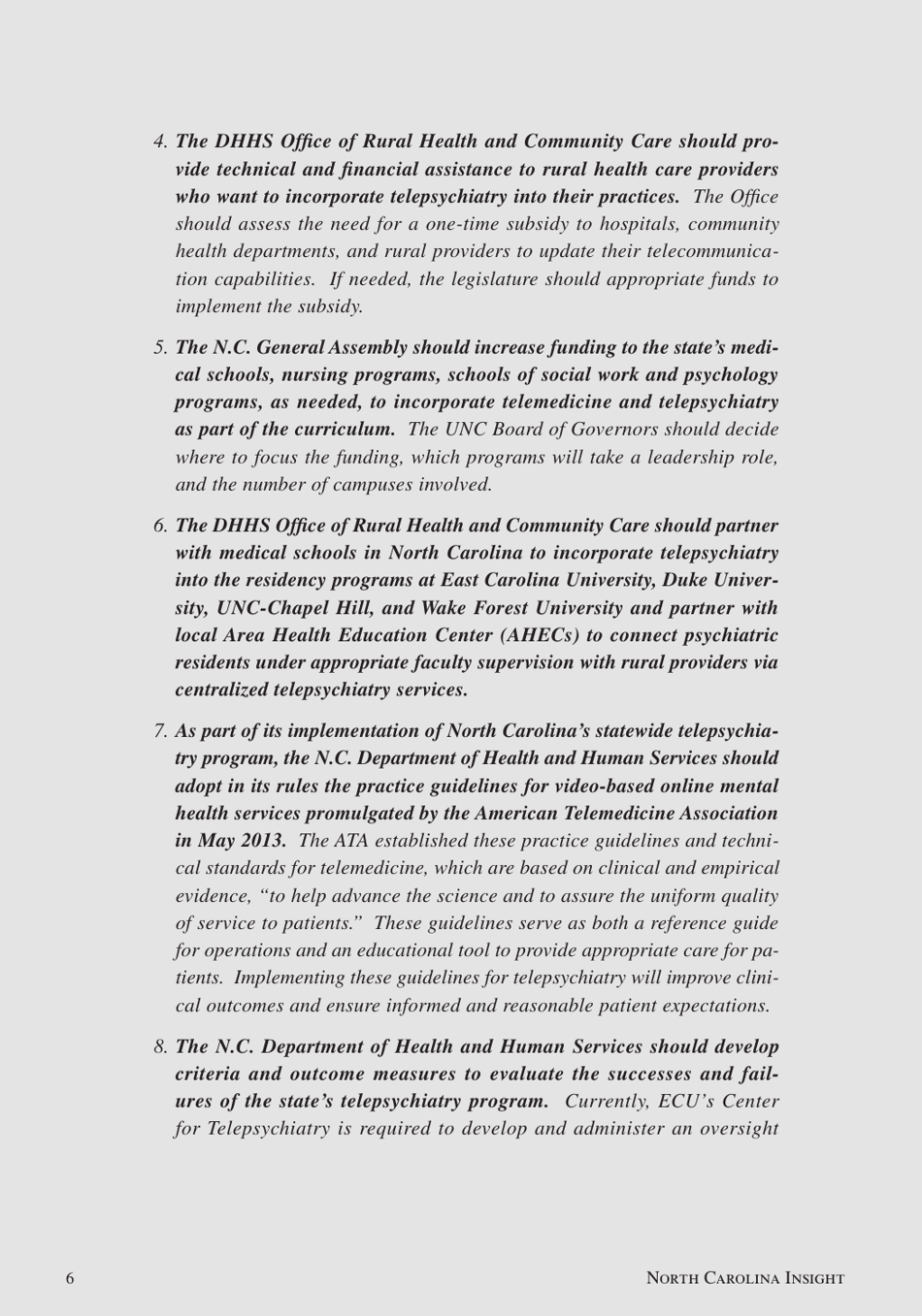 Telepsychiatry in North Carolina: Mental Health Care Comes to You, Page 6