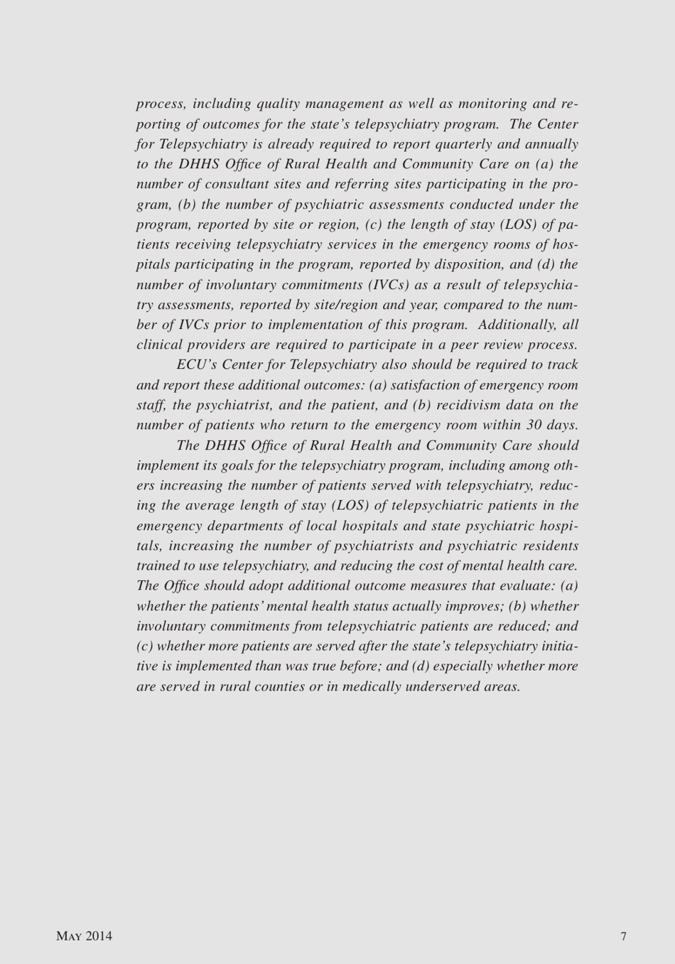 Telepsychiatry in North Carolina: Mental Health Care Comes to You, Page 7