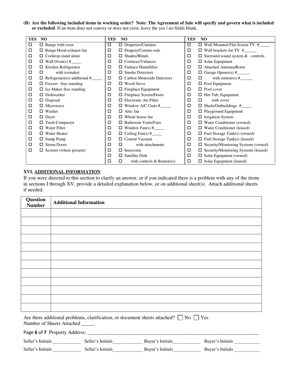Sellers Disclosure of Real Property Condition Report - Delaware, Page 6