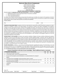 KREC Form 402 &quot;Seller's Disclosure of Property Condition&quot; - Kentucky
