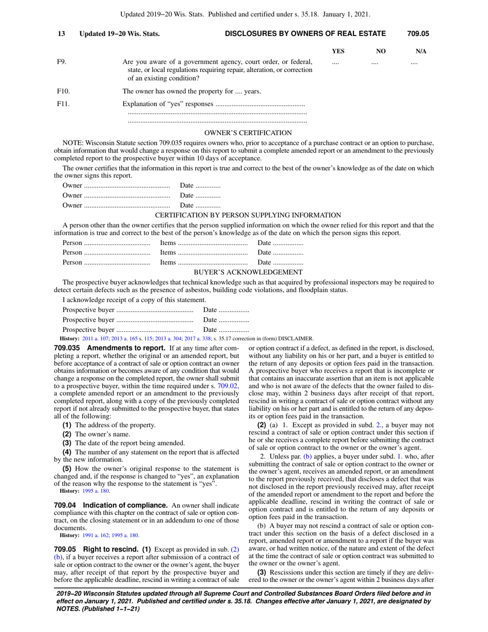 Chapter 709.03 - Disclosures by Owners of Real Estate, Page 13