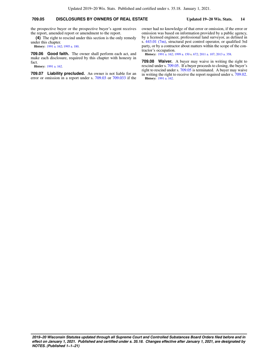 Chapter 709.03 - Disclosures by Owners of Real Estate, Page 14