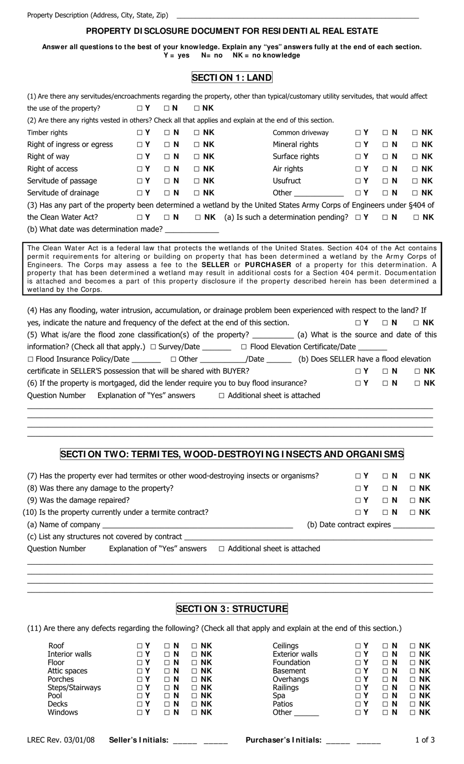 Informational Statement for Louisiana Residential Property Disclosure - Louisiana, Page 2